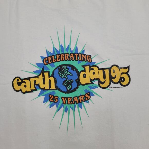 Vintage 1995 Earth Day Shirt Medium 20x28 White - Picture 16 of 16